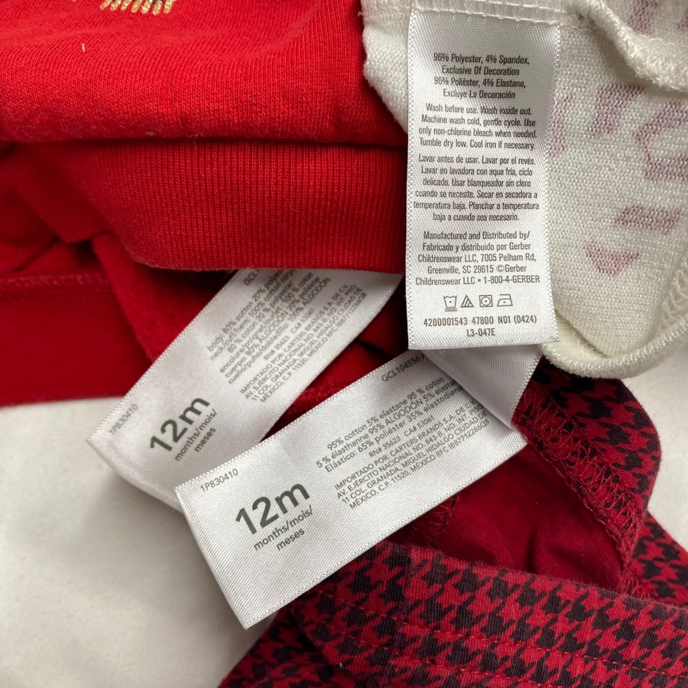 Holiday Baby Lot 12M Carter's Reindeer Sweatshirt Leggings Gerber Candy Cane Top - Picture 5 of 8